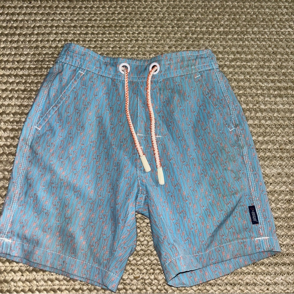 johnnie-O Kids Blue and Orange Swim Trunks